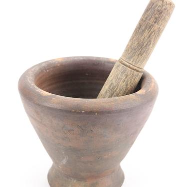 Antique Stoneware Mortar with Wood Pestle 