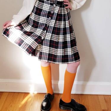 Plaid pleated skirt outlet 80s