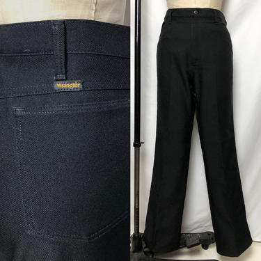 Vintage 1970s Black Perma Press Wrangler Pants, 70s Mens Vintage, Made in The USA, Mens 38&quot; Waist by Mo