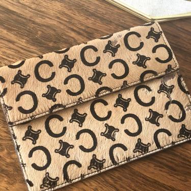美品‼️CELINE ♡ Vintage ♡ mini Wallet CELINE Shiny Smooth Lambskin Small Triomphe Wallet Vintage