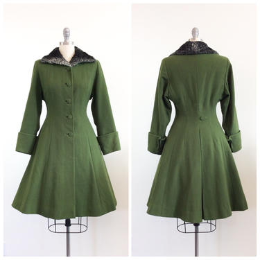 Vintage Inspired Wool Princess Coat, 1950s Swing Coat, Long Wool