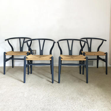 vintage Danish modern (4) Hans Wegner CH24 Wishbone dining chairs set of 4 