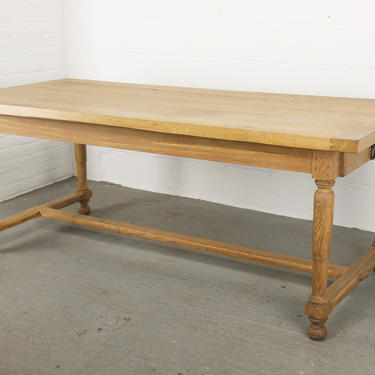 Antique Country French Tiger Oak Farmhouse Trestle Dining Table. Harvest Table. Breakfast Table. 