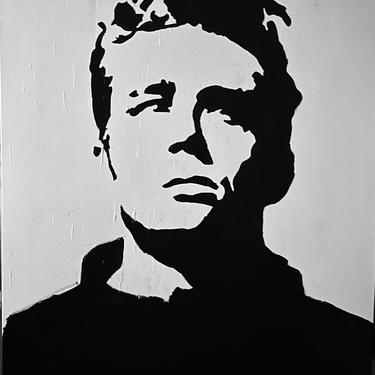 James Dean art, hand painted, 30x 40, black and white, classic Hollywood, wall decor, fine art 
