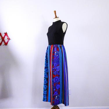1960's Groovy Print Maxi Dress / Vintage 60's Hippie Maxi Dress 