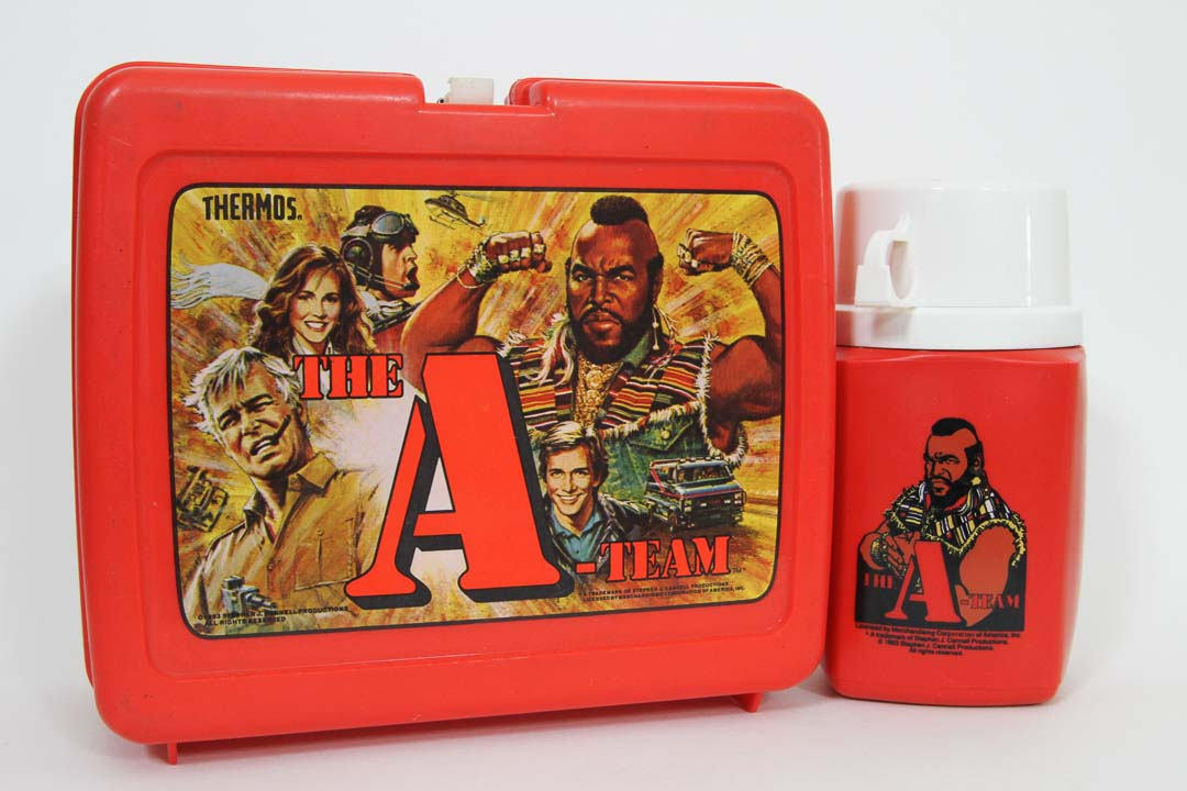 Vintage A Team, Mr T Plastic Lunchbox with Thermos, 1983 Vintage