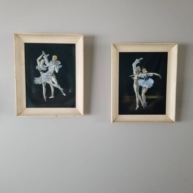 Boston, Dancers Set Clothier Prints Art | ~ Sought Midcentury | Framed MA Art Vintage Ballet Pair,