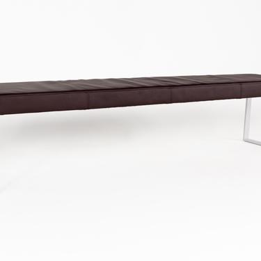 Material Possessions Contemporary Long Leather and Steel Bench 
