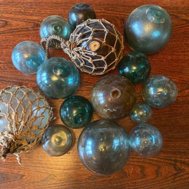 Set of 15 Antique Japanese Glass Floats 