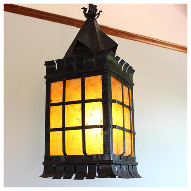 A7252 Antique Arts & Crafts Iron Lantern Pendant Light 