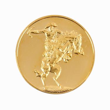 24k Gold Plated Bronze Medal Coin The Bronco Buster Frederic Remington 