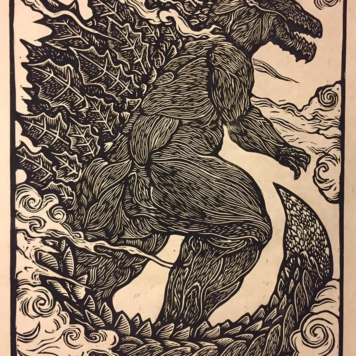 Monster Planet Godzilla Block Print | Woodcut Emporium - Miami, FL | ATTIC