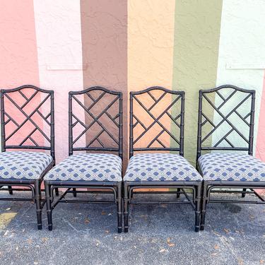 Set of Four Faux Bamboo Chippendale Chairs