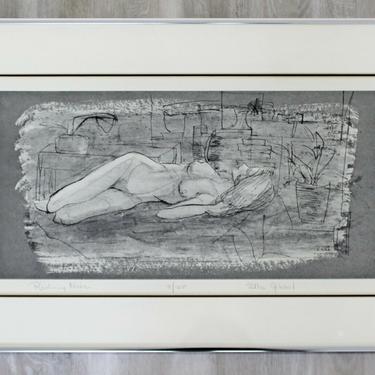 Mid Century Modern Framed Signed Ellie Gibbel Reclining Nude 8/125 