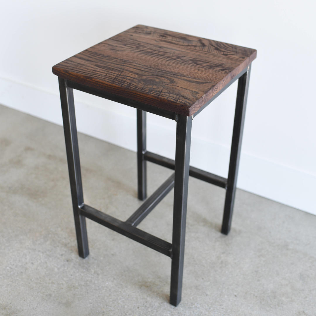 Reclaimed Wood Bar Stool with Steel Base What We Make Chicago, IL