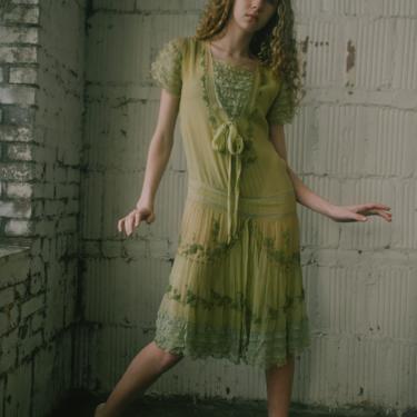 green art deco dress Art Deco Swank Gown – Absinthe Green main image 1
