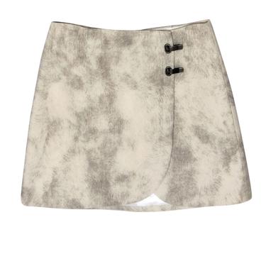 Tibi - Cream &amp; Gray Printed Wool Miniskirt w/ Latch Accents Sz 6