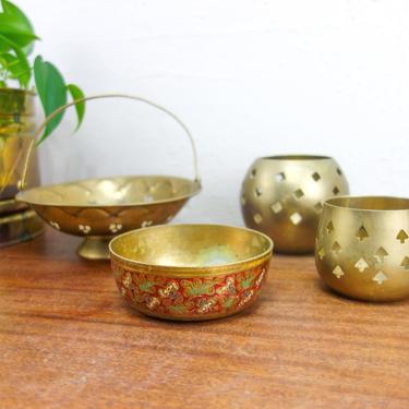Vintage - your choice of brass candleholder, bowl, or basket - mix & match eclectic decor  collection, dining table, wedding 