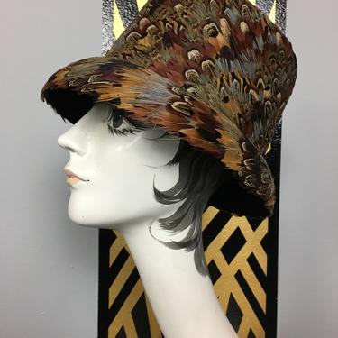 1960s hat, Urbi et orbi, vintage hat, vintage hat, pheasant, feather hat, Japanese designer, 21 3/4, mid century, 1950s hat, mrs maisel 