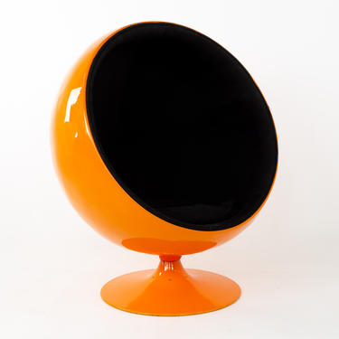 Eero Aarnio Style Mid Century Orange Ball Chair - mcm 