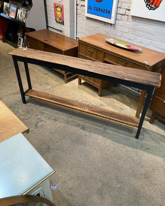 Cool reclaimed super long console/sofa table. 68.5” x 10” x 30”