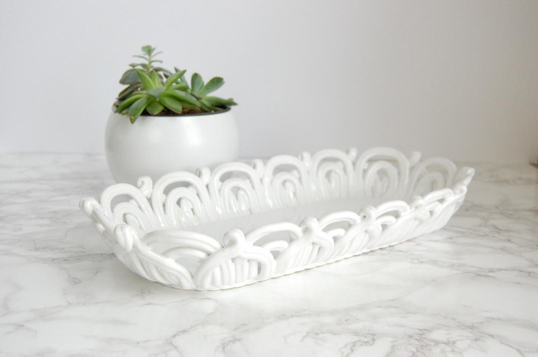 Primo'Gi White Ceramic Serving Bowl Bread Basket Italy Ceramic by