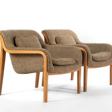 Set of Two (2 ) Bentwood Lounge Chairs by Bill Stephens for Knoll in Original Fabric 