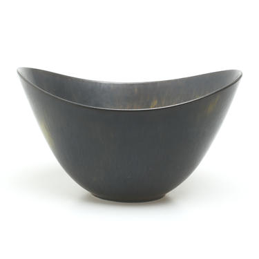VINTAGE - Gunnar Nylund for Rörstrand - Large AXK Bowl - Dark Green Hares fur Glaze - Sweden 1950's 