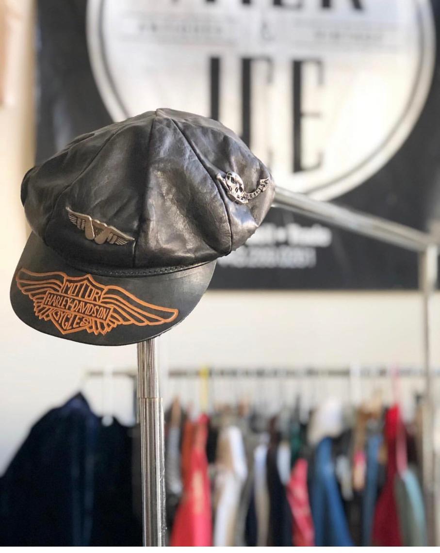 Vintage Harley Davidson Leather retailer Biker Hat