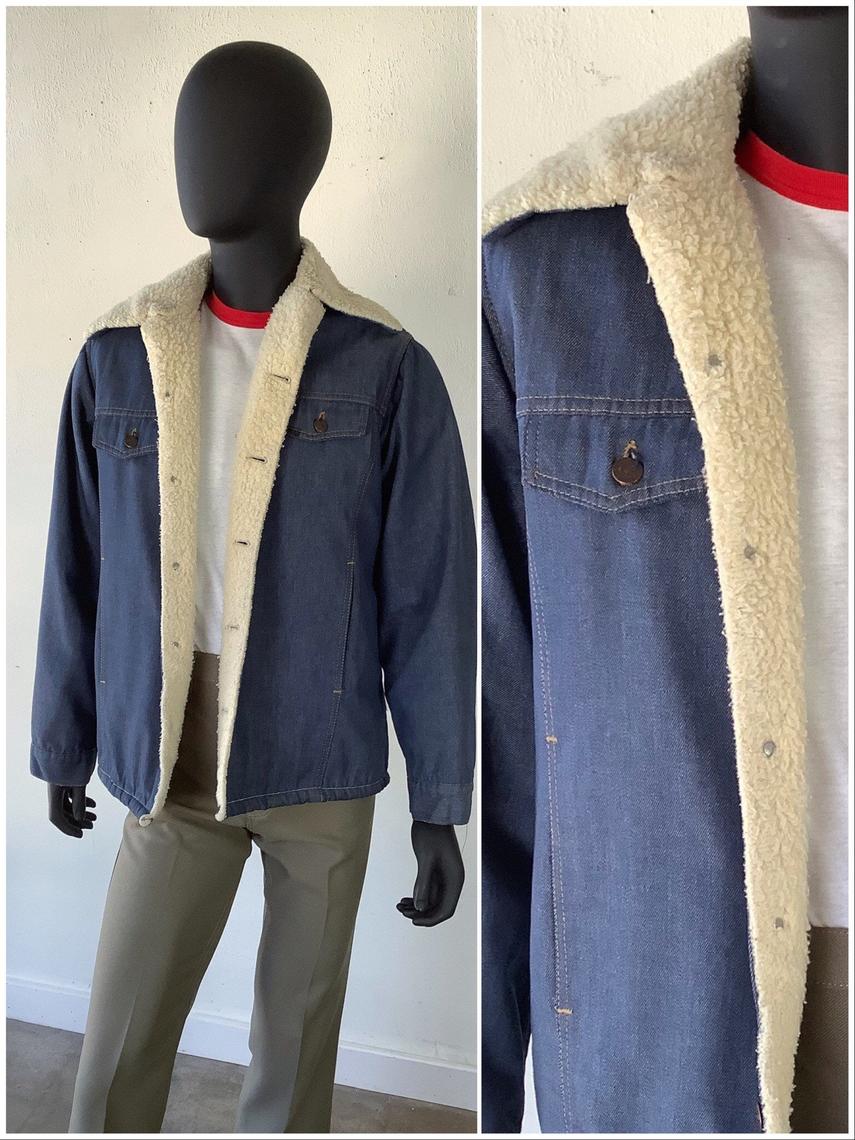 Vintage 70s Levis Fur / Fleece / Sherpa Lined Denim Jean Jacket