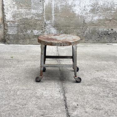 Vintage Toledo Uhl Stool Metal Rolling Shop Stool 