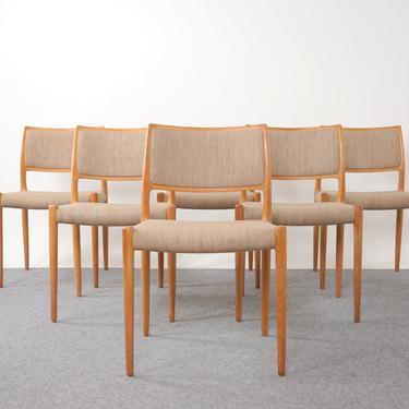 6 Danish Modern &quot;Model 80&quot; Oak Dining Chairs By Niels Moller - (319-014) 