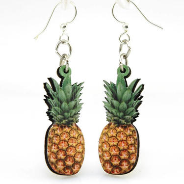 Pineapple Earrings - Laser Cut Wood - Super light weight Earrings 