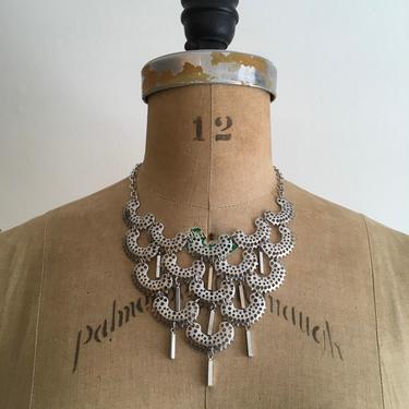 1960s 1970s Sarah Coventry Bib Runway Silver Kinetic Necklace 60s 70s 