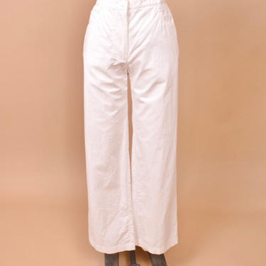 White Italian Made Cotton Blend Pants by Jean Paul Gaultier, L
