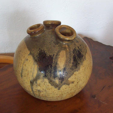 Sculptural Multi-spouted Weed Pot with Variegated Drip Glaze by Oregon Artist LaVaun Maier 