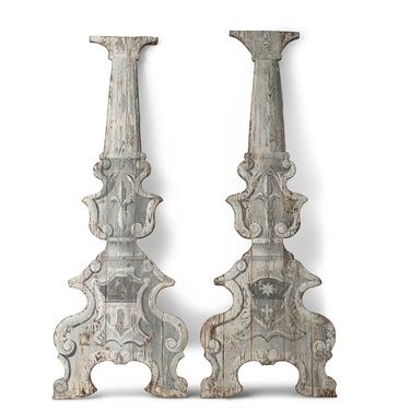 Pair of Antique Italian Rococo Style Stage Set Columns