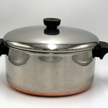 Vintage Revere Ware Copper Bottom Stainless Steel Stock Pot Pan