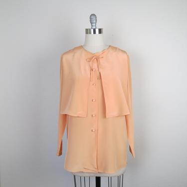 Vintage 1990s silk blouse, Diane Von Furstenberg, 90s minimal, size small, medium, large 