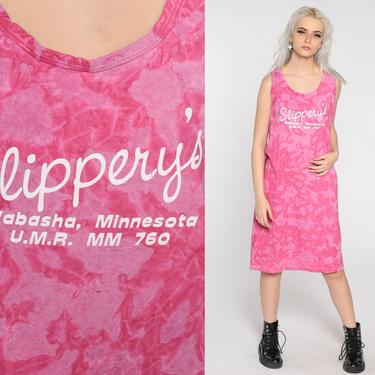 Slippery's Bar Dress Hot Pink Tie Dye Dress 90s Wabasha Minnesota Dress Tank Dress Sundress 1990s Vintage Sleeveless Summer Small Medium 