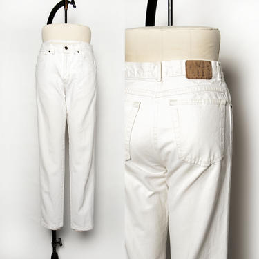 1980s White Jeans Cotton Denim High Waist 30 x 30&quot; 
