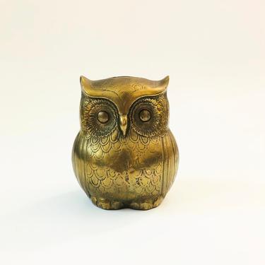 Vintage Brass Owl Bank 