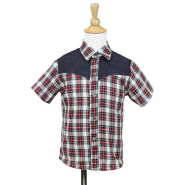 Boy's Western Plaid Denim Top 