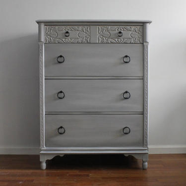 SOLD ***Grey tall dresser/chest of drawers/bureau 