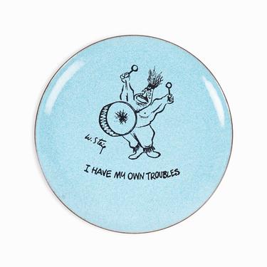 William Steig Enameled Plate &quot;I Have My Own Troubles&quot; Vintage Copper Bernad 