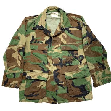 Vintage US Marine Corps Camouflage Jacket ~ size Medium Short ~ Military Uniform ~ Woodland Camo ~ Coat ~ USMC Stencil 