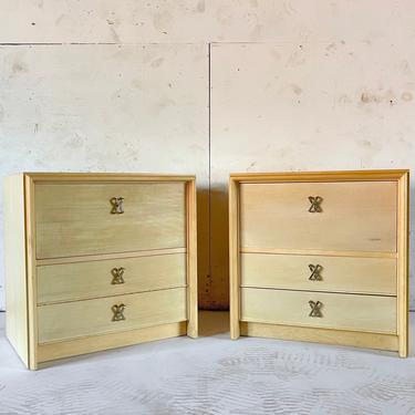 Mid-Century Modern &quot;X&quot; Handle Nightstands by Paul Frankl 