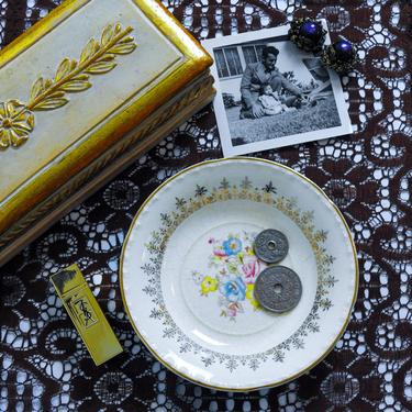 Antique Trinket Dish / Shabby Chic Ring Dish / Porcelain Catchall 