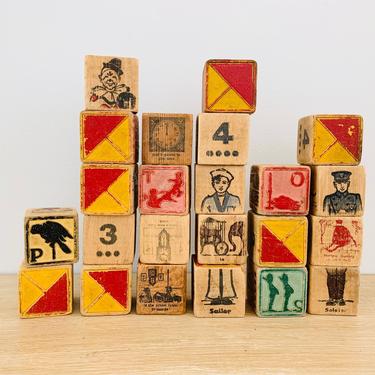 Vintage Children's Toy Alphabet Blocks - Set of 23 