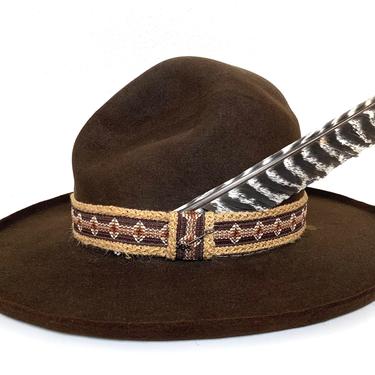 帽子 70s Vintage STETSON 3XBeaver 7 2/1 60cm Vintage Stetson 3X Beaver Cowboy Hat Brown Long Oval 7 1/4 Very